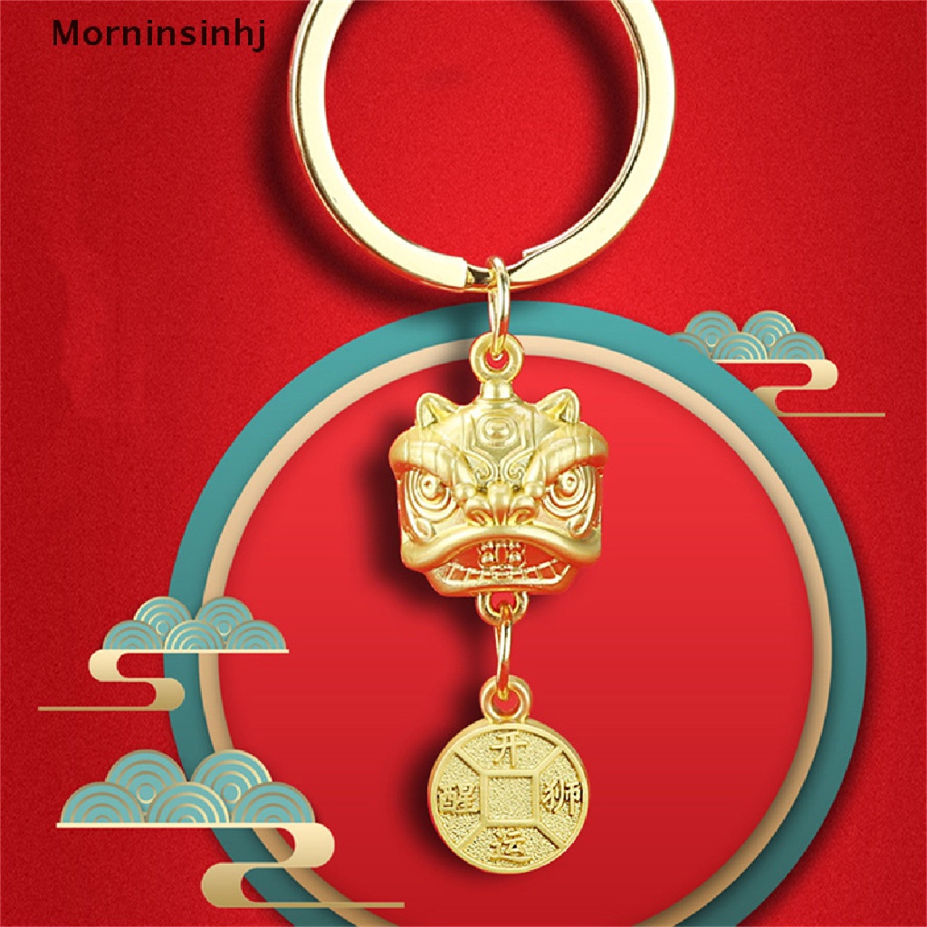 Mornin 2023tahun Baru Lion Dance Head Keychain Pendant Metal Lion King Key Chain Gantungan Kunci Hadiah id