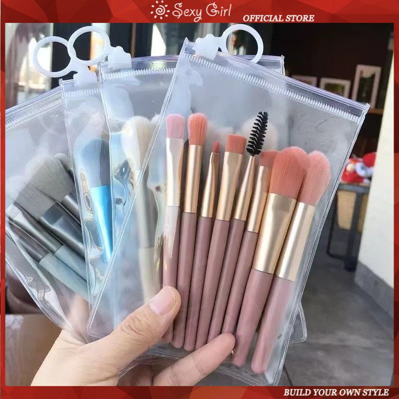 8pcs Kuas Kecantikan set brush parity mini Alat Kecantikan Bulu Lembut 8pcs macaron makeup brush set Perhiasan Gadis Seksi