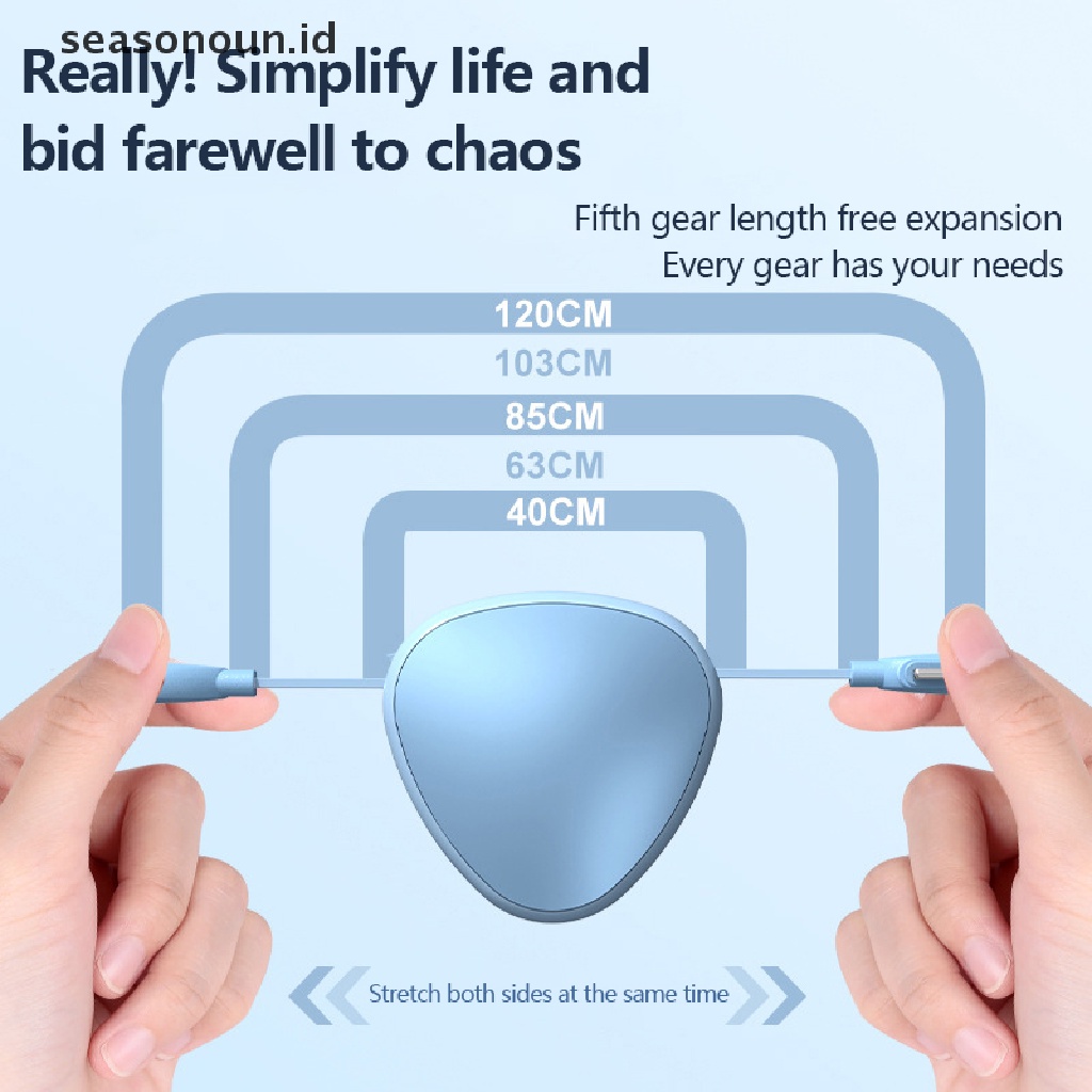 Seasonoun Kabel Charge USB 3in1 6A 120W Untuk Telepon Ditarik Portable Micro USB Type-C Cable Charging Cable.