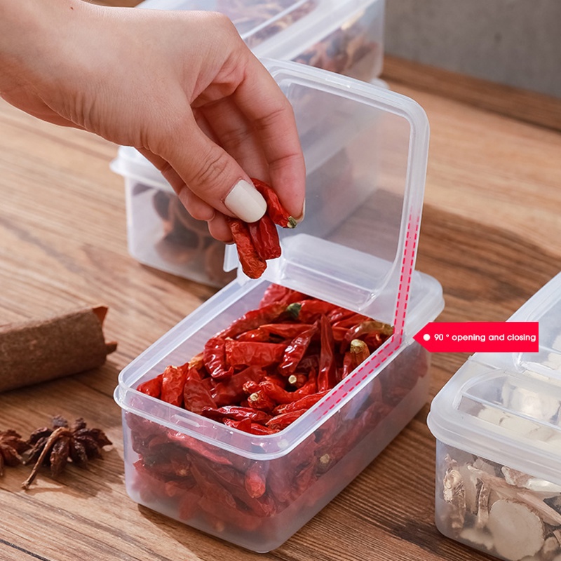 Kotak Penyimpanan Bumbu Dapur Sealed Dengan Penutup Transparan/Kulkas Plastik Fresh-keeping Storage Box