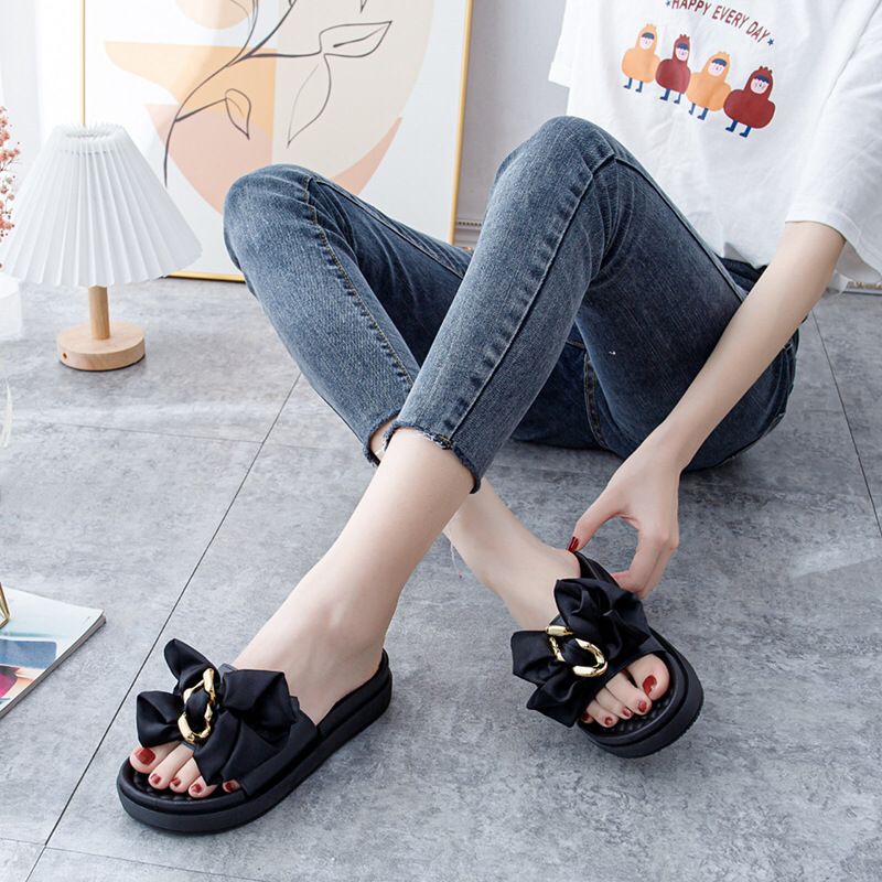 GROSIRTAS TG1659 Sandal Wedges Wanita Motif Pita Rantai Import Fashion Terbaru