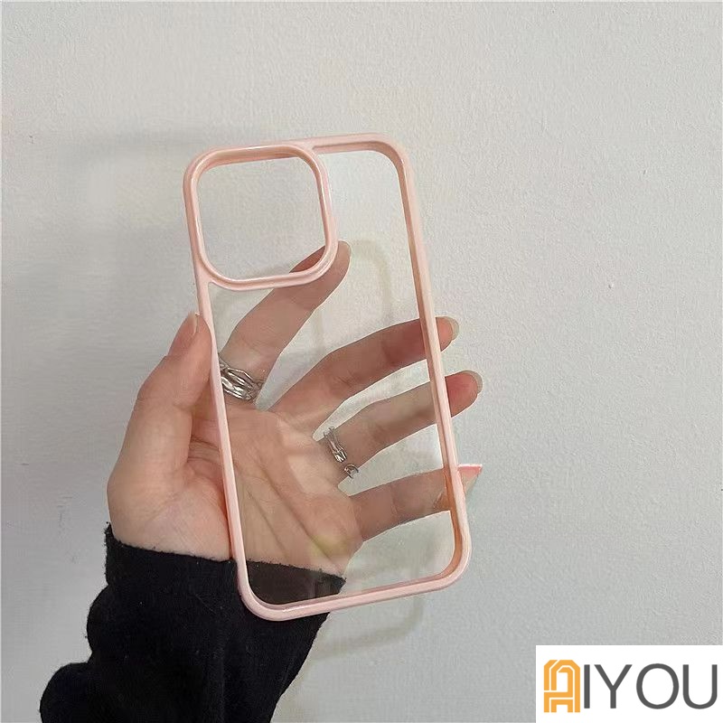 IPHONE Casing Ponsel Bening Bumper Warna-Warni Tahan Guncangan Untuk Iphone14 13 12 11 Pro XR X XS Max8 7 Plus SE 3 Cover Akrilik Lembut Transparan