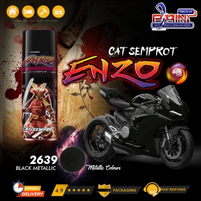 Cat Semprot ENZO 2639 BLACK METALLIC - Bukan Samurai/Pylox Metallic