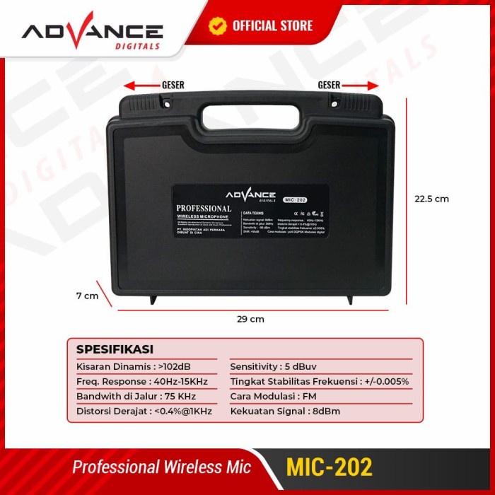 Mic Advance 202 Profesional 2 Mic Wireless Microphone Karoke Mic Duet