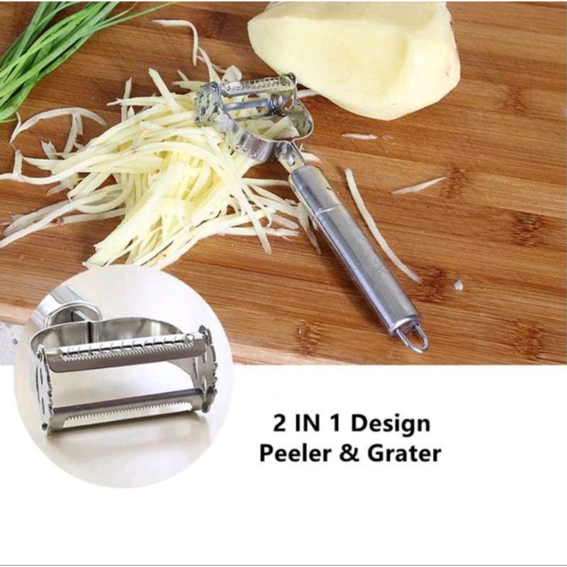 pisau kupas stainless pisau buah anti karat alat kupas buah fruit peeler double knife HA24