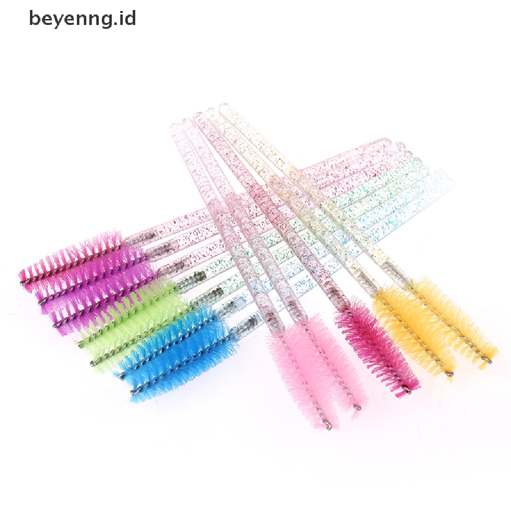 Beyen 50pcs Sikat Bulu Mata Sekali Pakai Dengan Batang Kristal Sisir Alis makeup brush ID