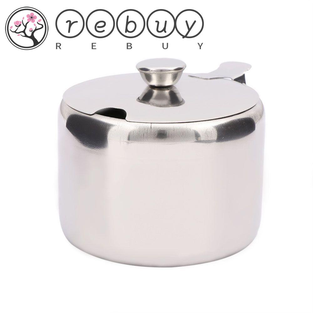 Toples Penyimpanan Garam / Saus / Gula Bahan Stainless Steel Ukuran 7.5cm Dengan Tutup Non Magnetik Untuk Dapur