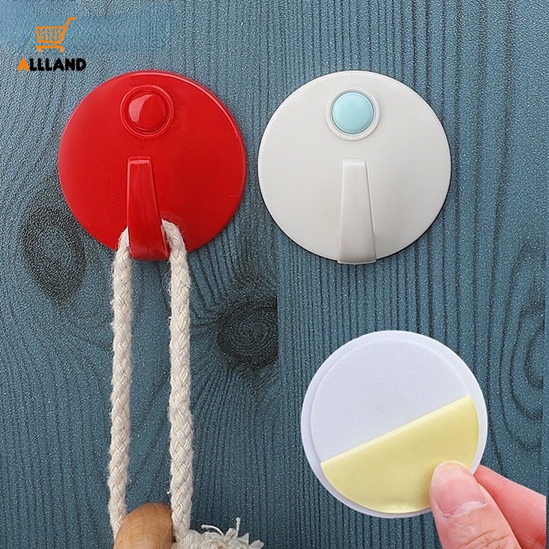 Portable Wall Self Adhesive Round Plastic Storage Hook/Rak Gantung Topi Jas Bantalan Beban Kuat Serbaguna/Serba Serbi Kunci Rumah Atur Kait