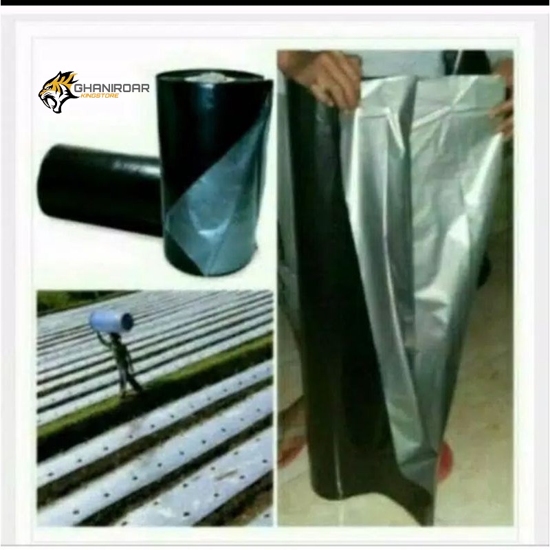 plastik mulsa hitam perak 60cm 1 roll