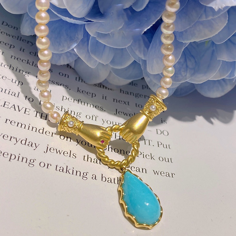 Goldkingdom Fashion Perhiasan Aksesoris Ready Stock Lukisan Minyak Gadis Kipas Lembut Romantis Kalung Itali Menenun Terukir Anting Emas Turquoise Pembukaan Cincin Wanita