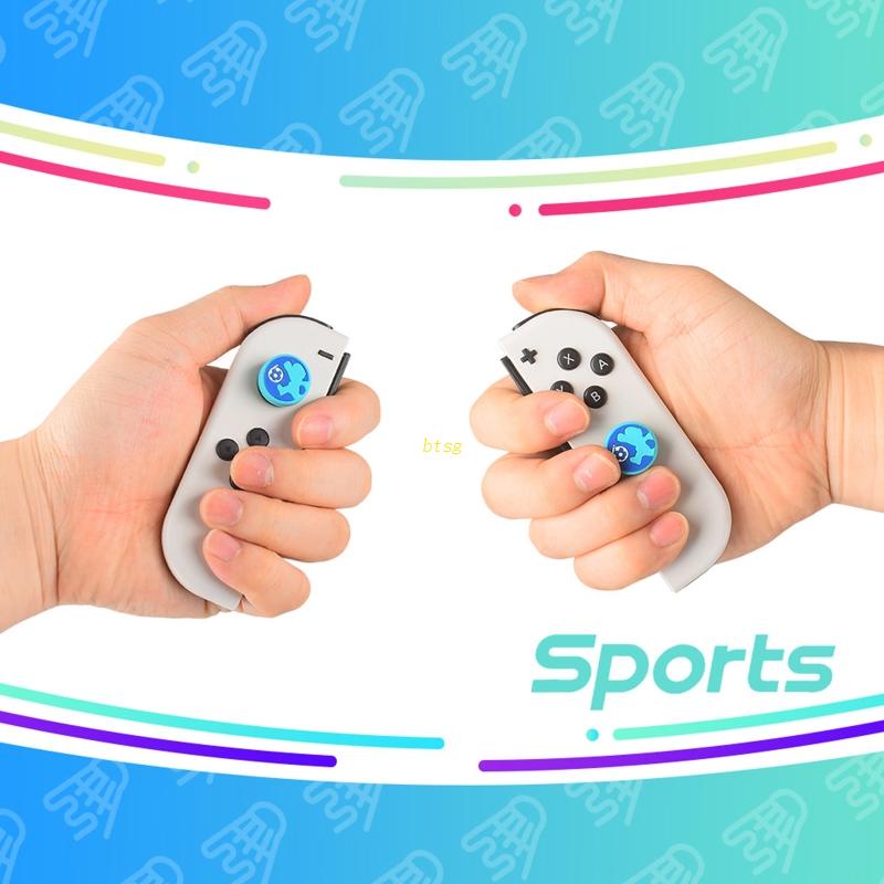 Btsg 4Pcs Cute Cartoon Thumb Grips Joystick Cap Rocker Caps Non-slip Untuk Switch