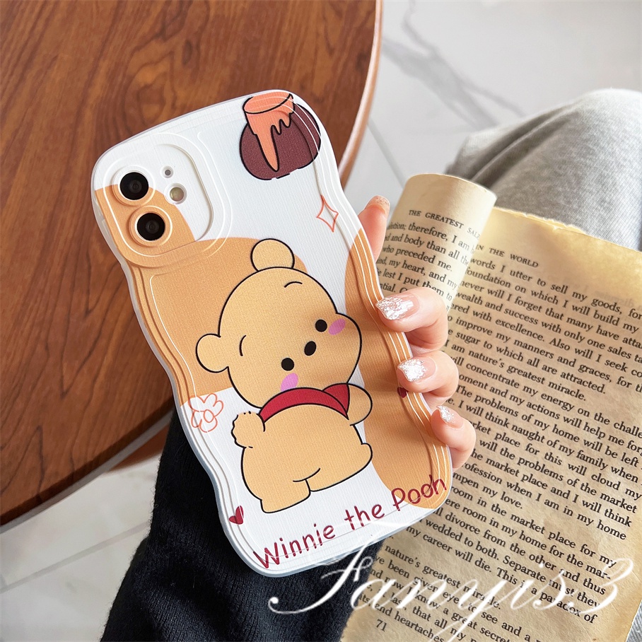 Compatible For iPhone 14 13 12 11 Pro Max X XR Xs Max 8 7 6 6s Plus SE 2020 Kompatibel Untuk Kartun Anjing Dan Beruang Gelombang Frame Phone Case TPU Lembut Cover Pelindung
