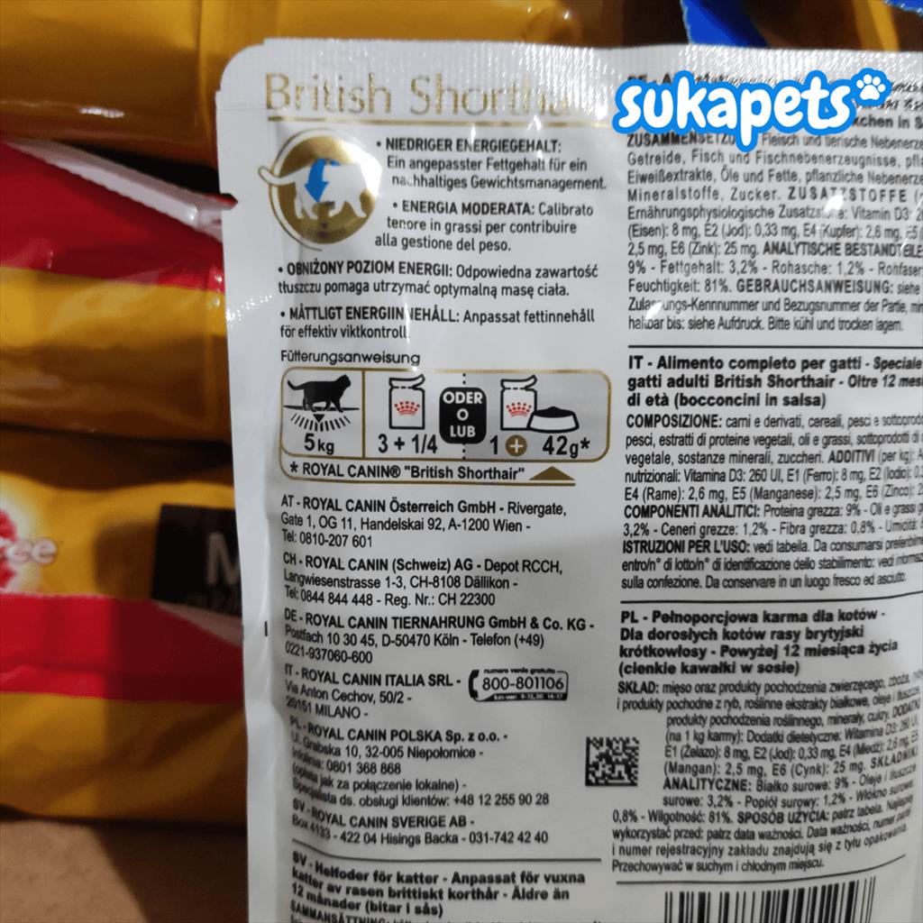 Royal Canin Adult British Shorthair Makanan Kucing Dewasa Wet 85gr