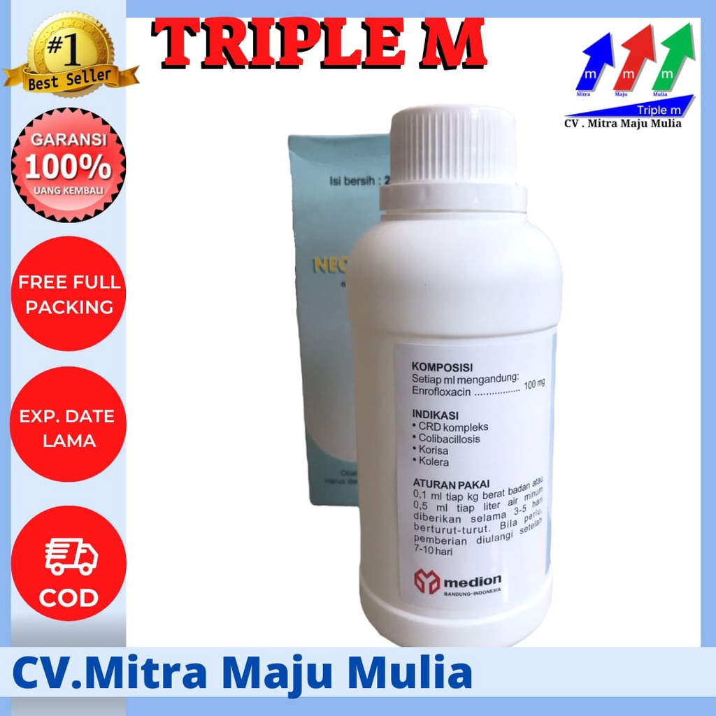 NEO MEDITRIL 250 ml ORAL TRIPLE M - Obat CRD Flu Korisa Snot Ayam Burung NEOMEDITRIL