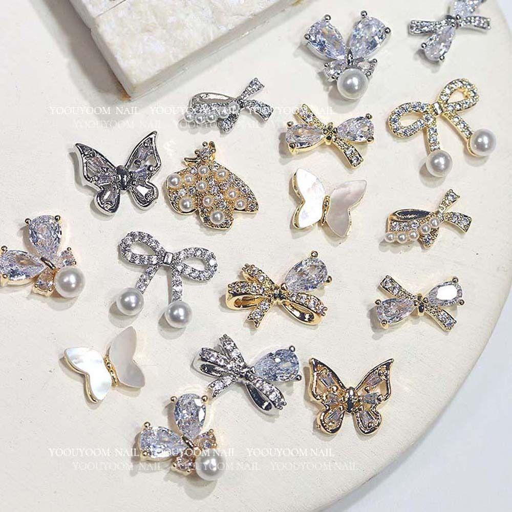 Mxbeauty Kupu-Kupu Dekorasi Kuku Fashion Mewah Emas Butterfly Manicure Aksesoris Kuku Jepang Nail Art 3D Nail Art Drills