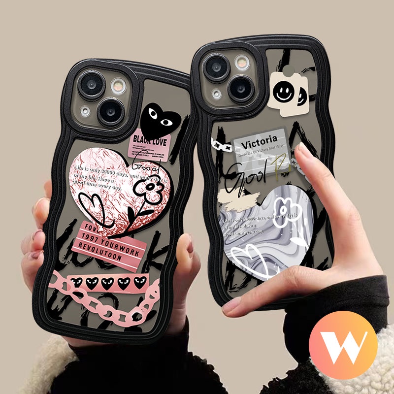 Casing Love Heart Redmi 10A 10 9T 12C 9a1+10C 9A 9C NFC POCO M3 X3 NFC Pro Redmi Note9 9s 11 10 11Pro 11s 10s 8 10Pro Max Mi 11T Pro Smiley Comme des Garcons Lembut Bergelombang Sarung Tepi