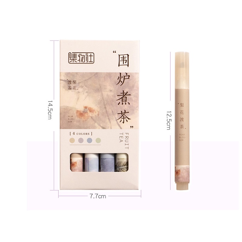 4pcs Gaya Cina Ujung Pahat Warna Terang Stabilo Pelindung Mata Color Plastics Marker Pen