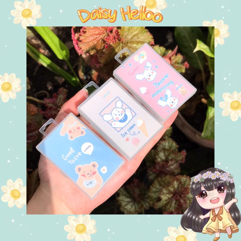 Tempat Softlens Penjepit + Cermin Pastel Kartun Animal Aesthetic Set Kontak Lensa Case Kaca Lucu Mir