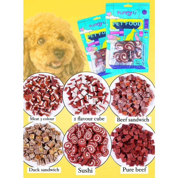 snack dental chew anjing dog treat meat cube sushi doggy kucing