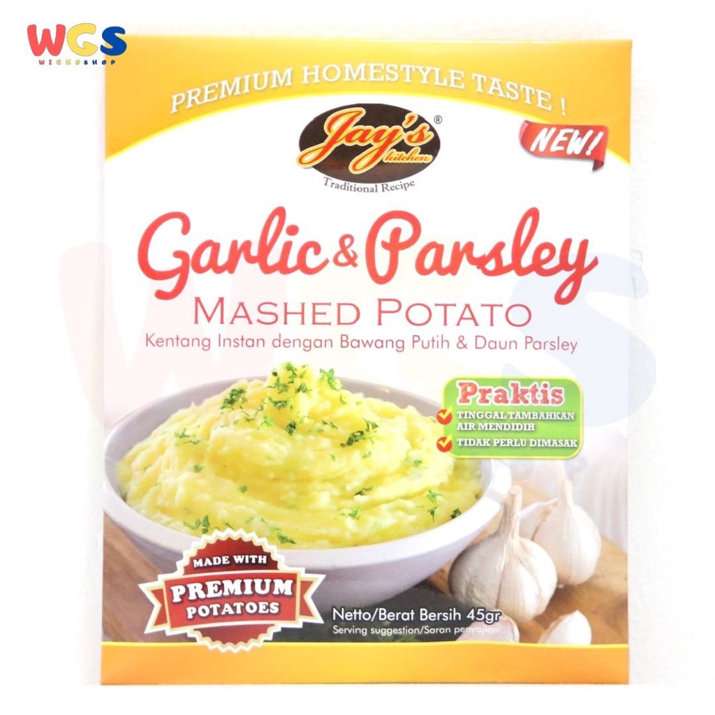 Jay's Kitchen Jays Garlic &amp; Parsley Premium Mashed Potato 45g - Kentang Instant