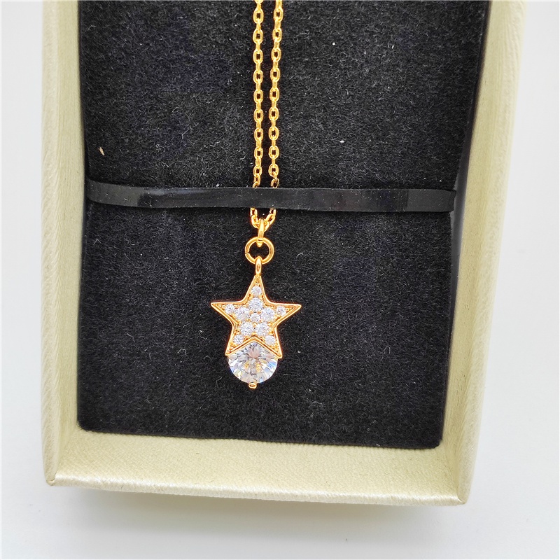 Zirkon Kalung Lady Necklace Bintang Berujung Lima Berlian Liontin Pasangan Hadiah Ulang Tahun Aksesoris Fashion