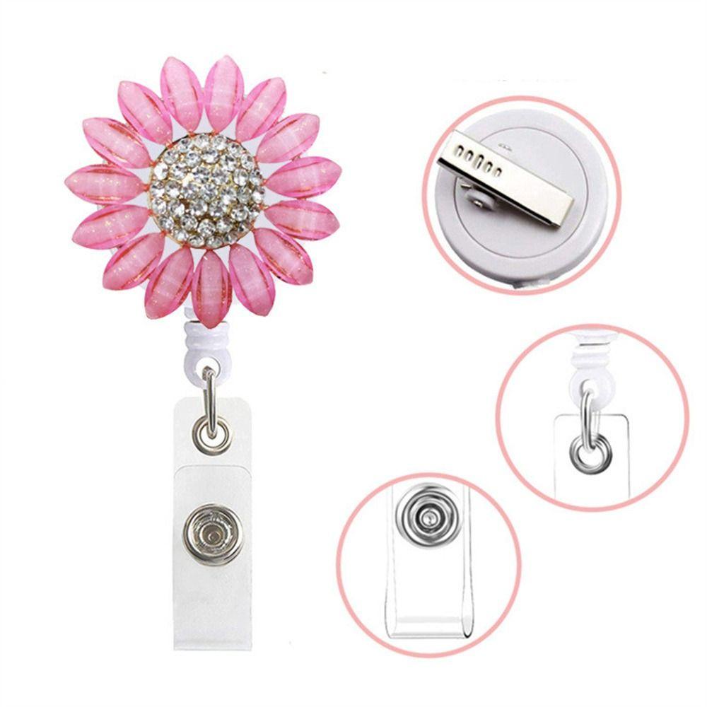 [Elegan] Retractable Badge Reel Kartu Pameran Hewan Tarik Mudah Tag Nama Perawat Badge Reel Diamond Badge Holder