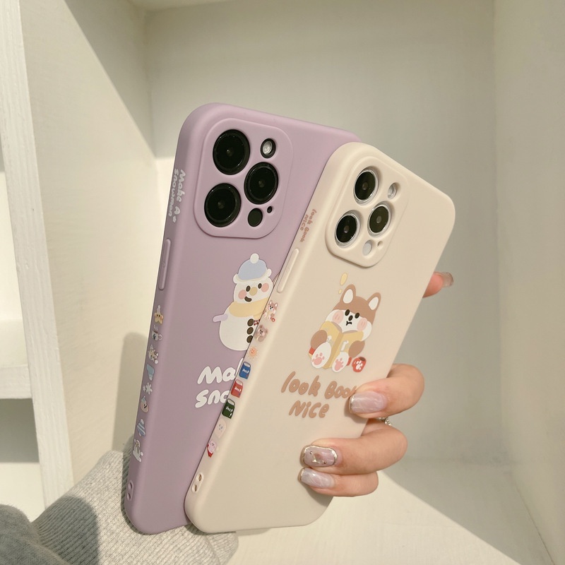 Photo frame Soft Case for iPhone 7 8 14 Plus 7+ 8+ X XR SE 2020 XS Max 11 12 13 Pro Max Lens Protect Cute Purple White Pet Dog