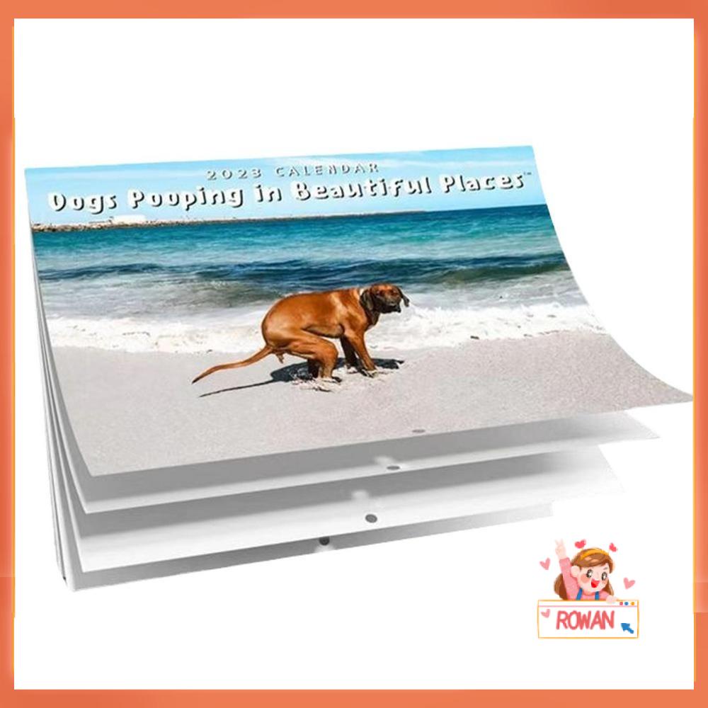 R-flower Dog Pooping Wall Calendar 2023gag Gift Dekorasi Perlengkapan Rumah Hiasan Penyembuhan Pooches Calendar