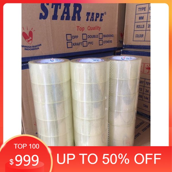 

(200gr) LAKBAN STAR TAPE OPP ISOLASI 45MM X 90 YARD