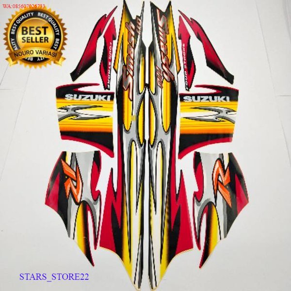(ORI) striping suzuki smash 110 r 2006 2007 hitam merah body standar KUALITAS ORIGINAL