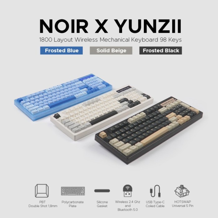 Noir x Yunzii IF98 Pro 1800 Wireless Mechanical Keyboard 98 Keys