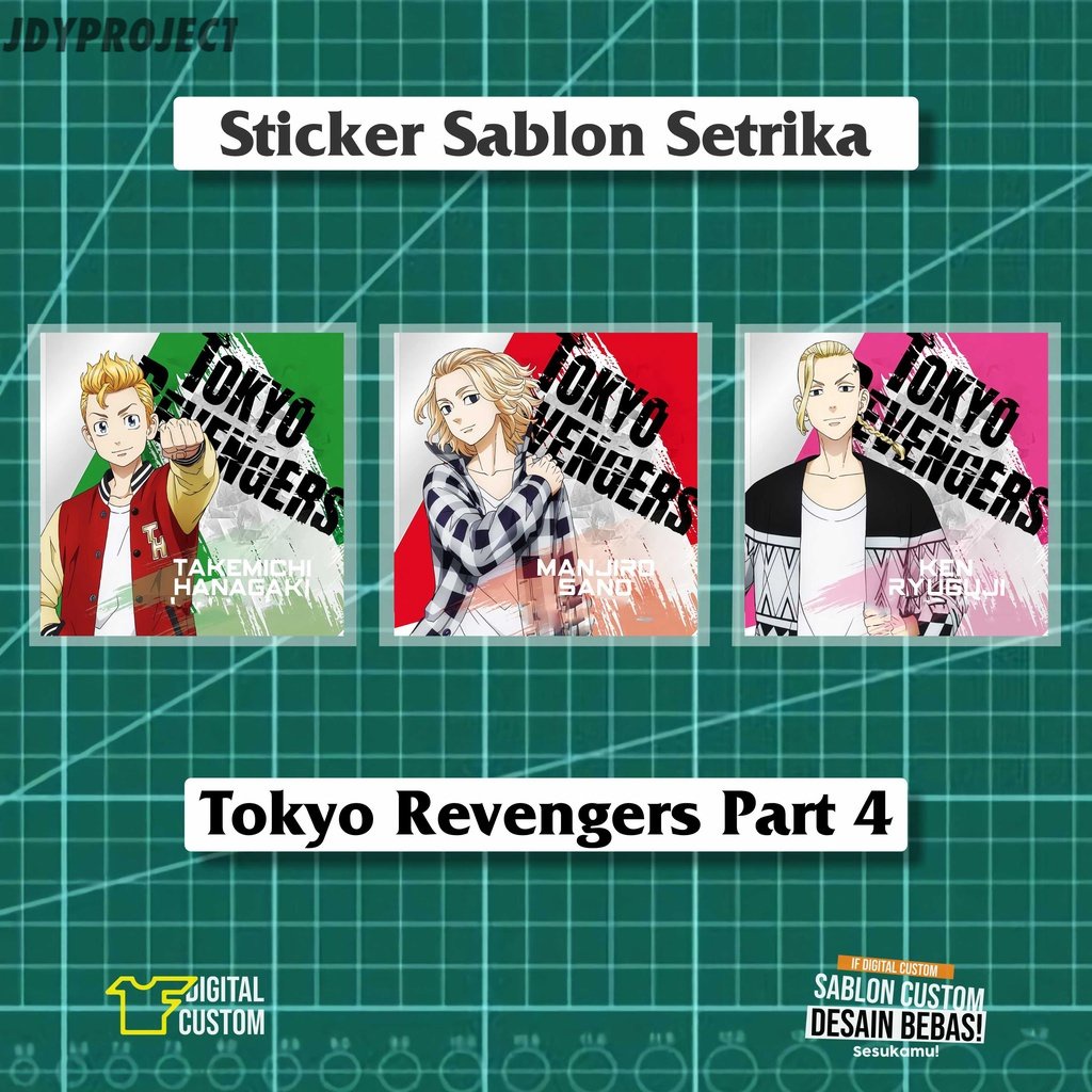 Sablon Setrika DTF Anime Tokyo Revengers Mikey Draken Icon IF Digital Custom Sticker Satuan Siap Press