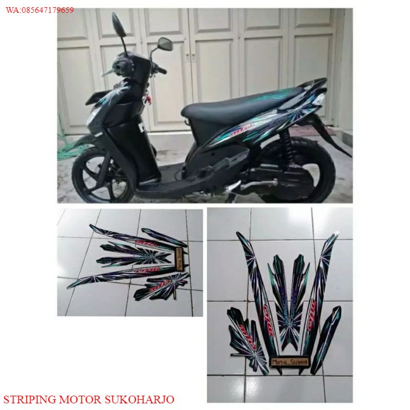 (ORI) STIKER STRIPING LES LIS BODI MOTOR YAMAHA MIO SPORTY TAHUN 2008 WARNA HITAM