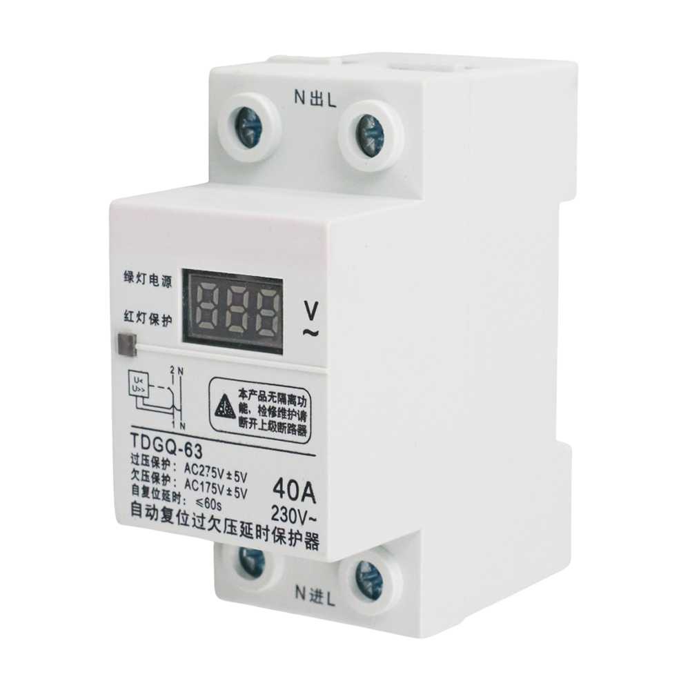 (BISA COD) FTIHSHP HDP Din Rail Over Under Voltage Protection 230V 40A - TDGQ-63