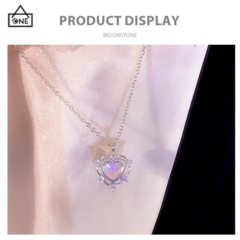 COD❤️Kalung hati yang manis gaya mewah ringan musim panas wanita desain tinggi-A.one