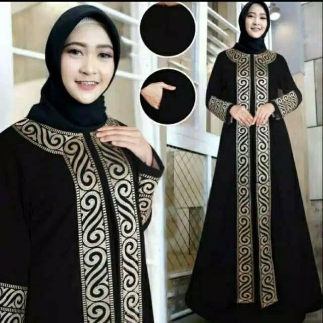Ready Stock ✅ Dress Lebaran Casual Abaya Hitam Turkey Bahan Jetblack Lembut Kwalitas Boutique Arab A
