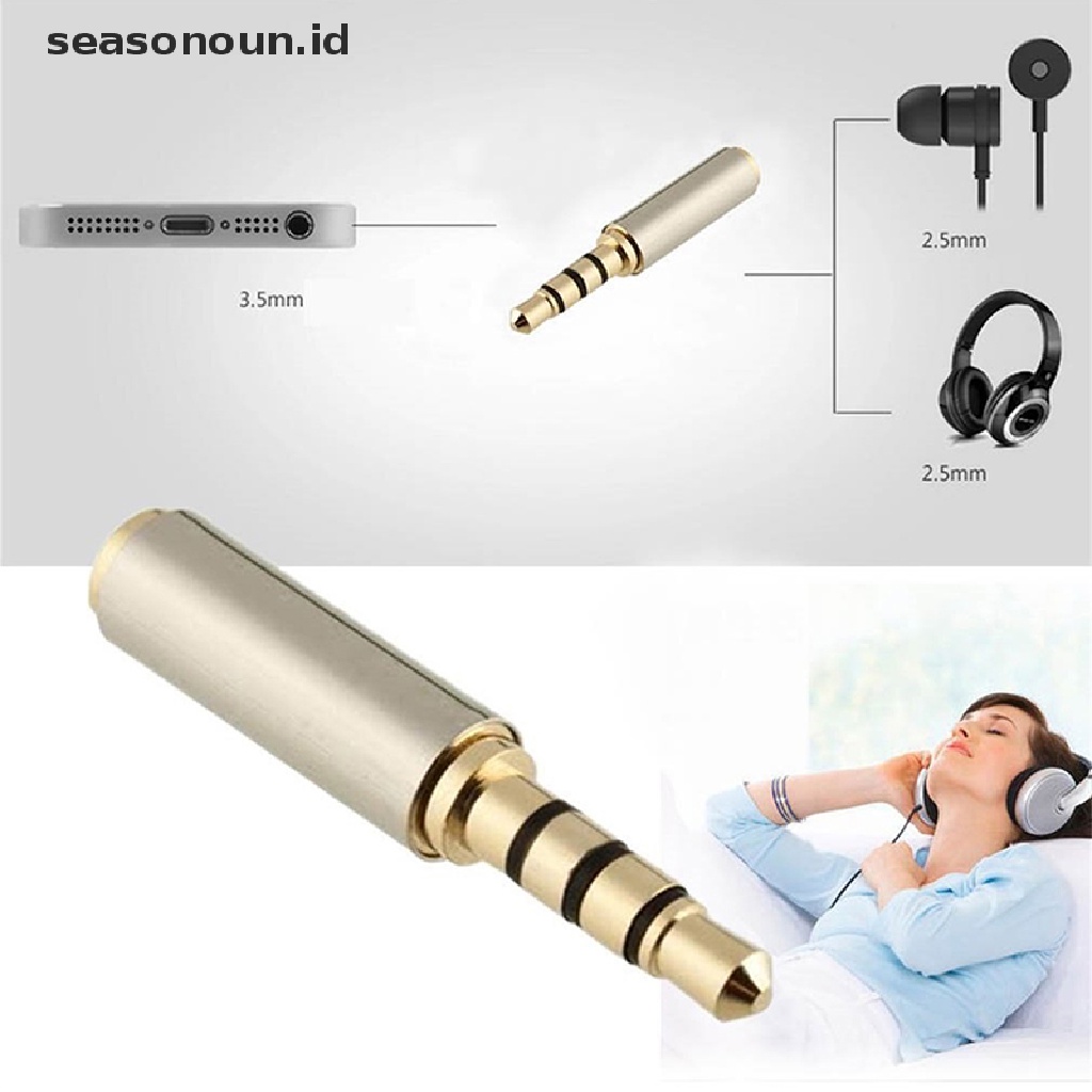 Seasonoun High Quality Metal Alloy 3.5mm Male To 2.5mm Female Konektor Konversi Audio 3.5mm To 2.5mm Adapter Converter Jack Headphone Audio Stereo.