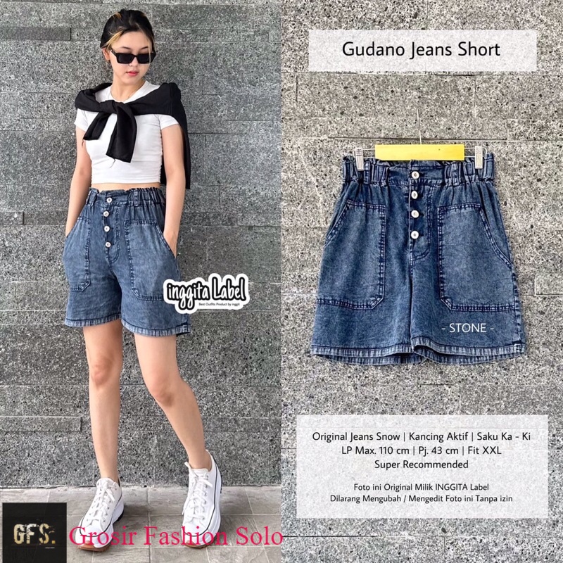 GUDANO JEANS SHORT | CELANA PENDEK WANITA | LP MAX110 FIT XXL BY INGGITA