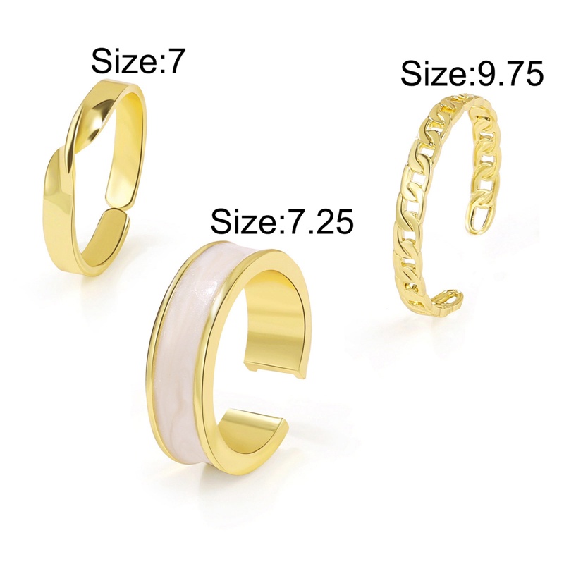 3pcs/set Enamel Jantung Cincin Korea Fashion Mutiara Cincin Untuk Wanita Geometris Rantai Tidak Teratur Bentuk Pembukaan Cincin Set Buku Jari Perhiasan