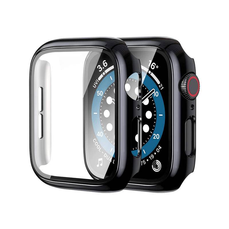 Hard Case Pelindung Layar full Untuk Apple Watch Series8 7 6 5 4 3 2 1 SE SE2 cover Tempered glass film Untuk iWatch 45mm 41mm 44mm 42mm 40mm 38mm