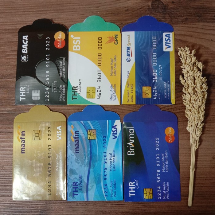 Amplop Lebaran Panjang 1 pack isi 10 pcs – AC 97 – Tempat Uang Angpou Pelengkap Bingkisan Kartu Ucapan Idul Fitri Custom Karakter Unik Kartu ATM Credit Card Bank dan Gambar Kartun Lucu Murah Anak