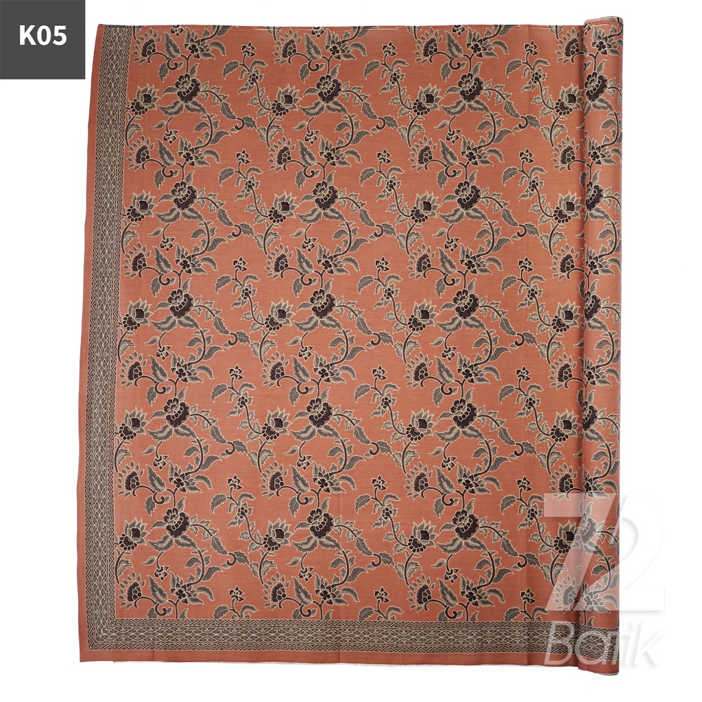 KAIN BATIK PREMIUM Katun Motif Kembang Tulip Warna Orange 723280 Cap 72 Jarik Jarit Samping Kebat Panjang Batik Katun Modern Premium Bahan Seragam Batik Pernikahan Kantor Keluarga Murah Kamen Jadi Batik Bali Lembaran