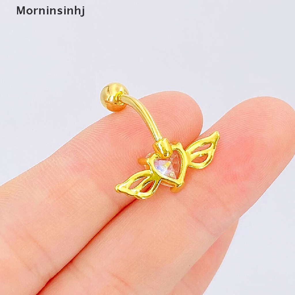 Mornin Heart Belly Button Ring Navel Surgical Steel Cincin Pusar Perhiasan Tubuh id