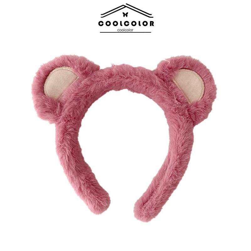 COD❤️Mewah Strawberry Bear Bando Wanita Cuci Muka Ikat Kepala Lucu Jepit Rambut Bulang- cl