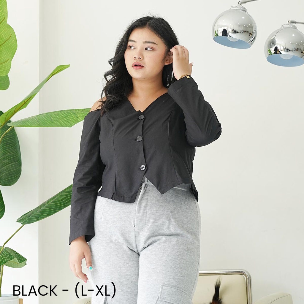 Atasan Wanita Top Blouse Kemeja Cut Off Pety