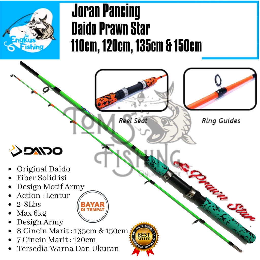 Joran Pancing Daido Prawn Star 100cm - 150cm (2-8Lbs) Lentur Murah Solid - Engkus Fishing