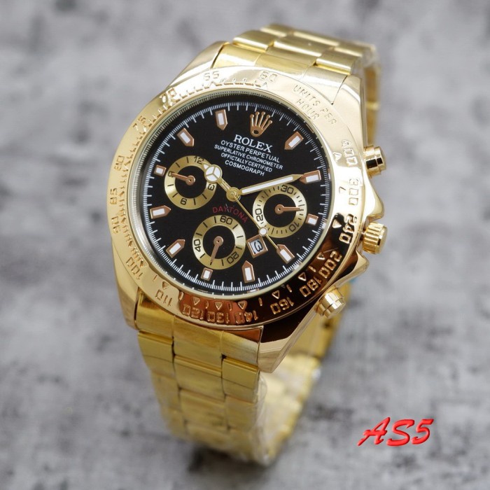 Rolex Daytona Jam Tangan Pria Rantai Tanggal Aktif Replika Super - GOLD HITAM