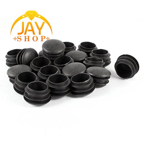 20pcs Plastik Hitam 25mm Dia Blanking End Caps Insert Tabung Bulat