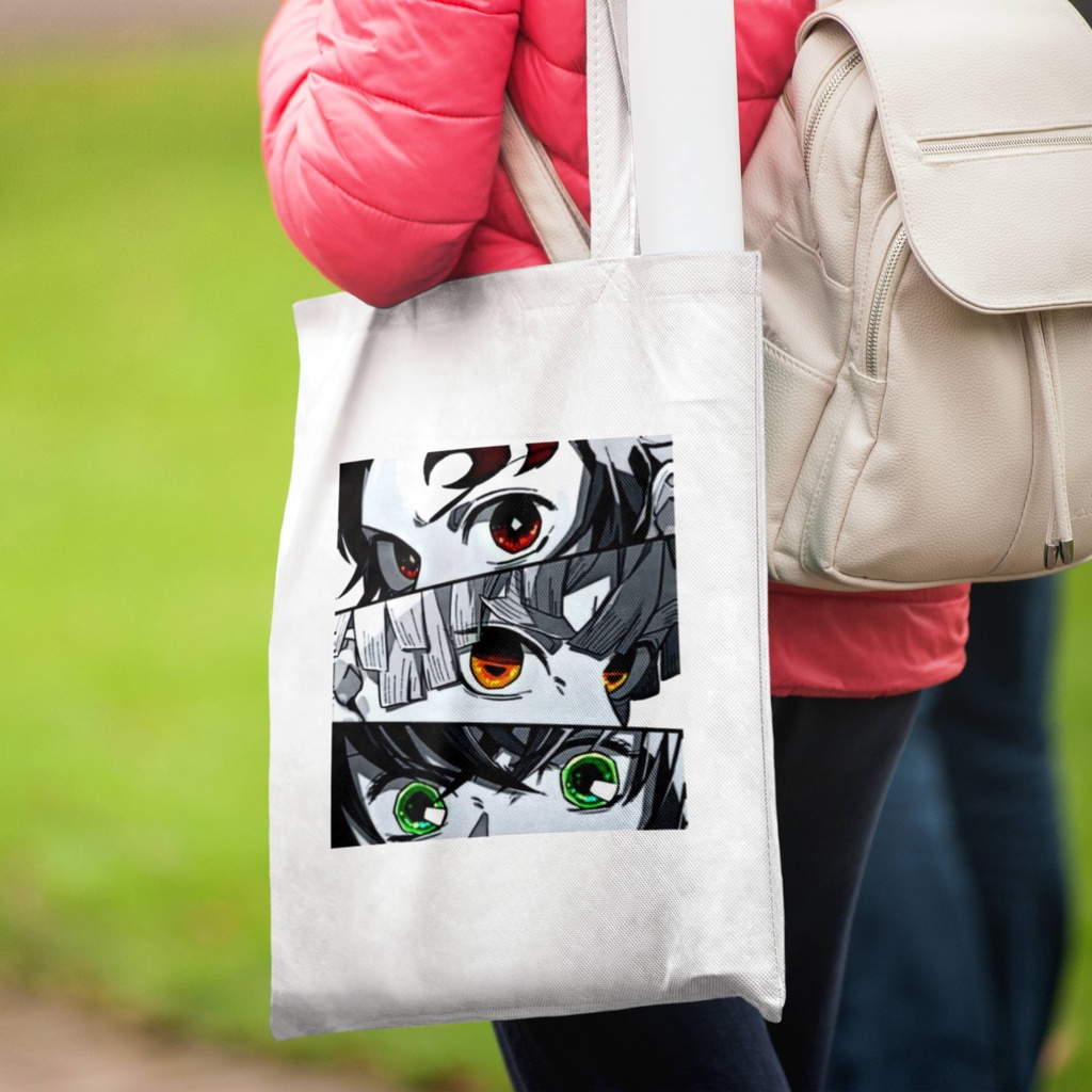 Totebag Anime demon slayer Tote bag premium Totebag zipper totebag velcro Termurah tote bag resleting