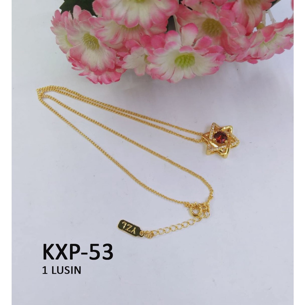 [1 LUSIN ISI 12] KALUNG XP RANTAI EMAS GOLD BINTANG DIAM MERAH TERMURAH / DUNIA GELANG TERBARU